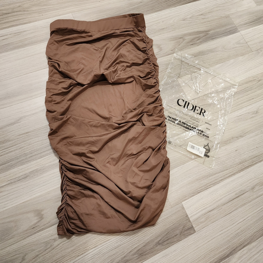 Cider Brown Ruched Women's Skirt